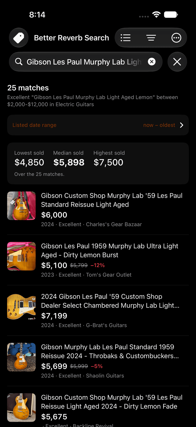Sold comps with original ask and discount